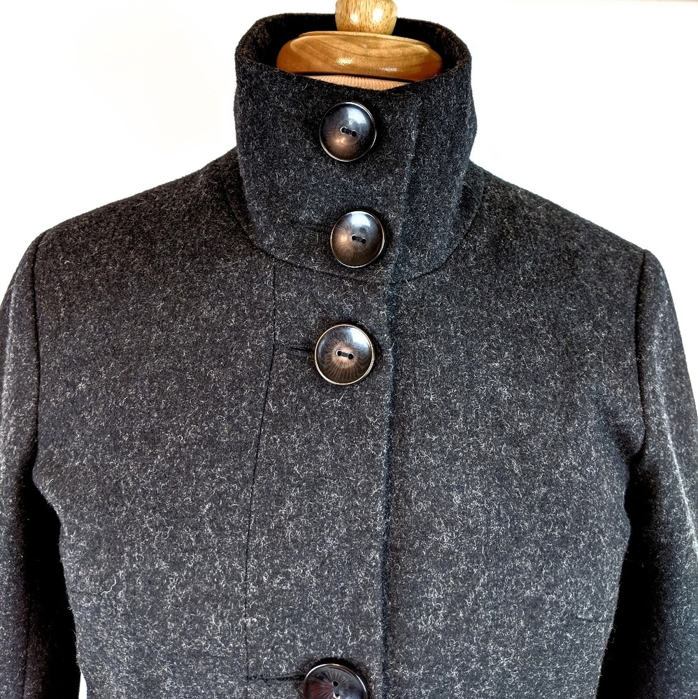 Bb Dakota Charcoal Gray Wool Blend Belted Funnel Neck Coat View 4